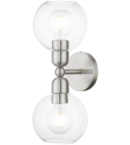 Downtown 2 Light 7 inch Vanity Sconce Wall Light, Sphere-Livex Lighting-LIVEX-16972-91-Wall LightingBrushed Nickel-10-France and Son