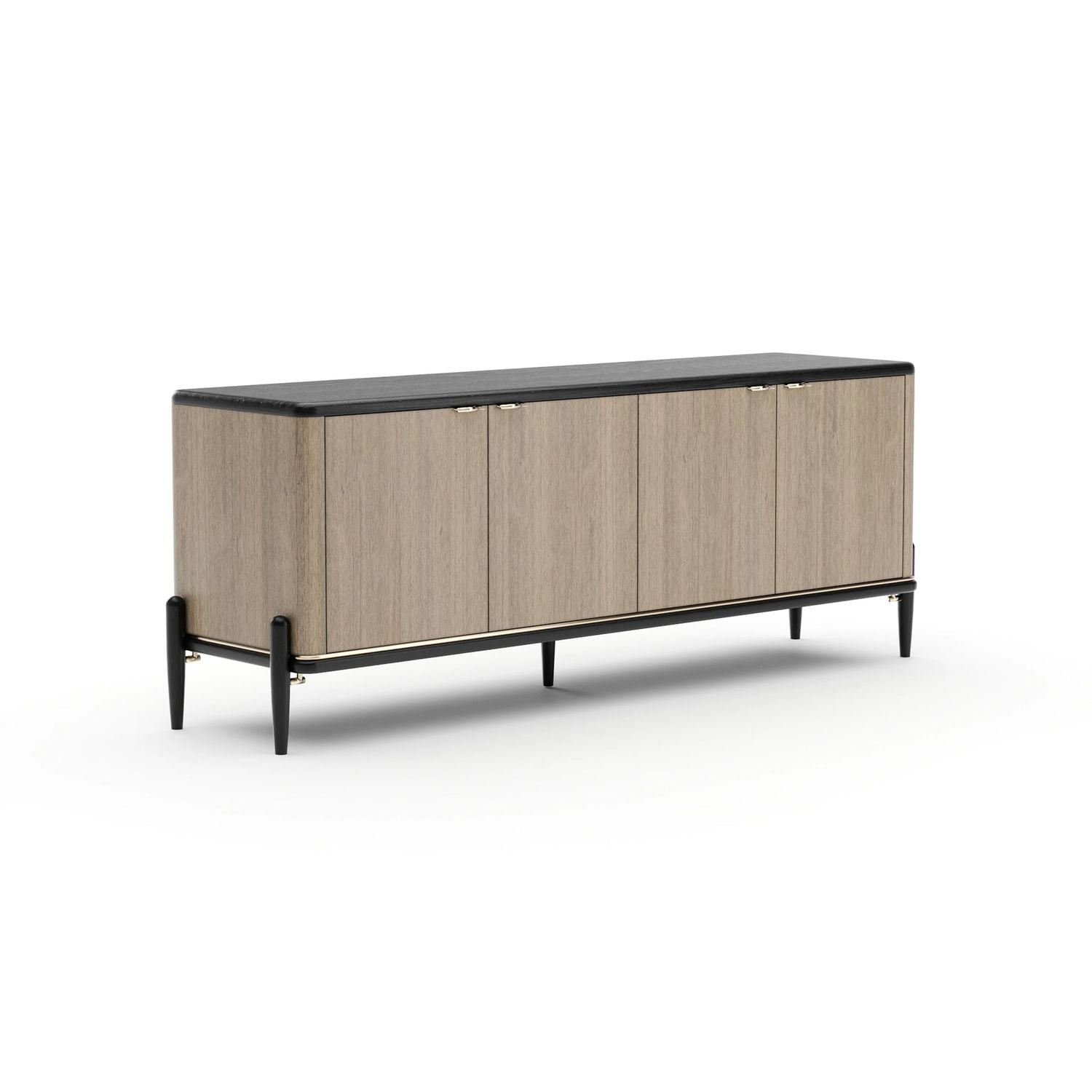 Alternate view of Madera Sideboard 79 in light oak wood and black.
