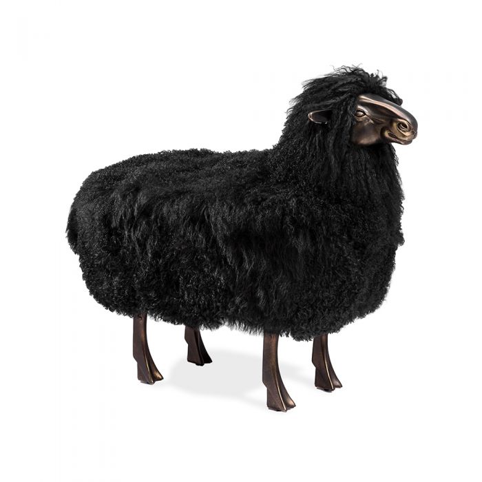 Leon Sheep Sculpture - Black-Interlude-INTER-175168-Decorative Objects-1-France and Son