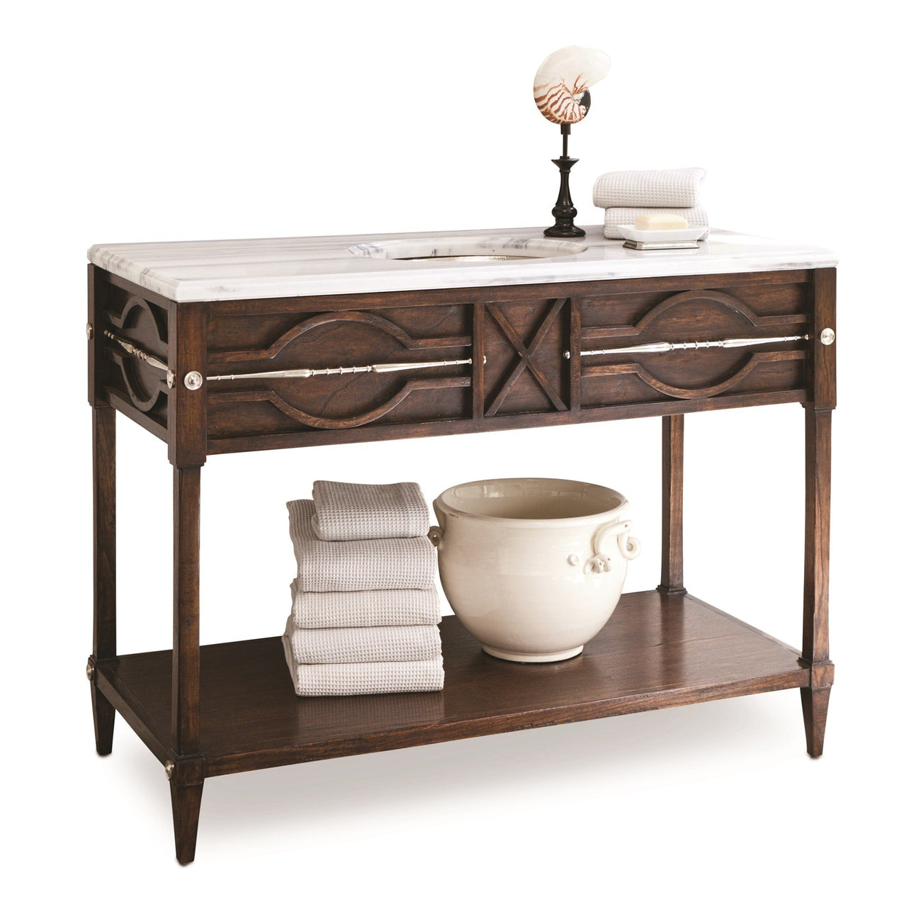 Spindle Sink Chest-Ambella-AMBELLA-17554-110-401-Bathroom VanityLarge-Walnut-Carrera marble-9-France and Son