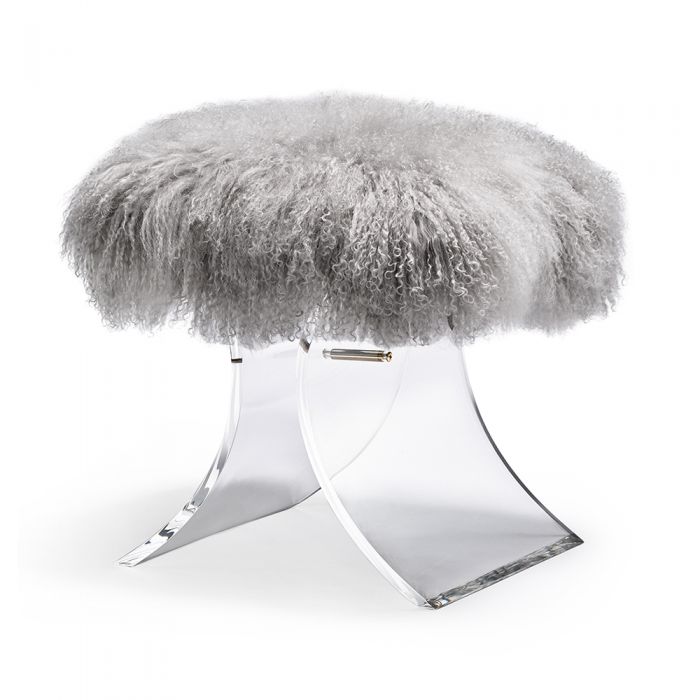 Serena Stool-Ivory-Interlude-INTER-178070-Stools & OttomansGrey Sheepskin-3-France and Son