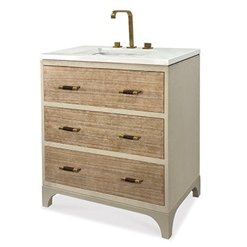 Alternate view of Pullman Petite Sink Chest in cream and light natural wood.