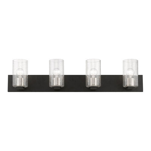 Zurich Large Vanity Sconce Black with Brushed Nickel Accents-Livex Lighting-LIVEX-18474-04-Bathroom Lighting-1-France and Son