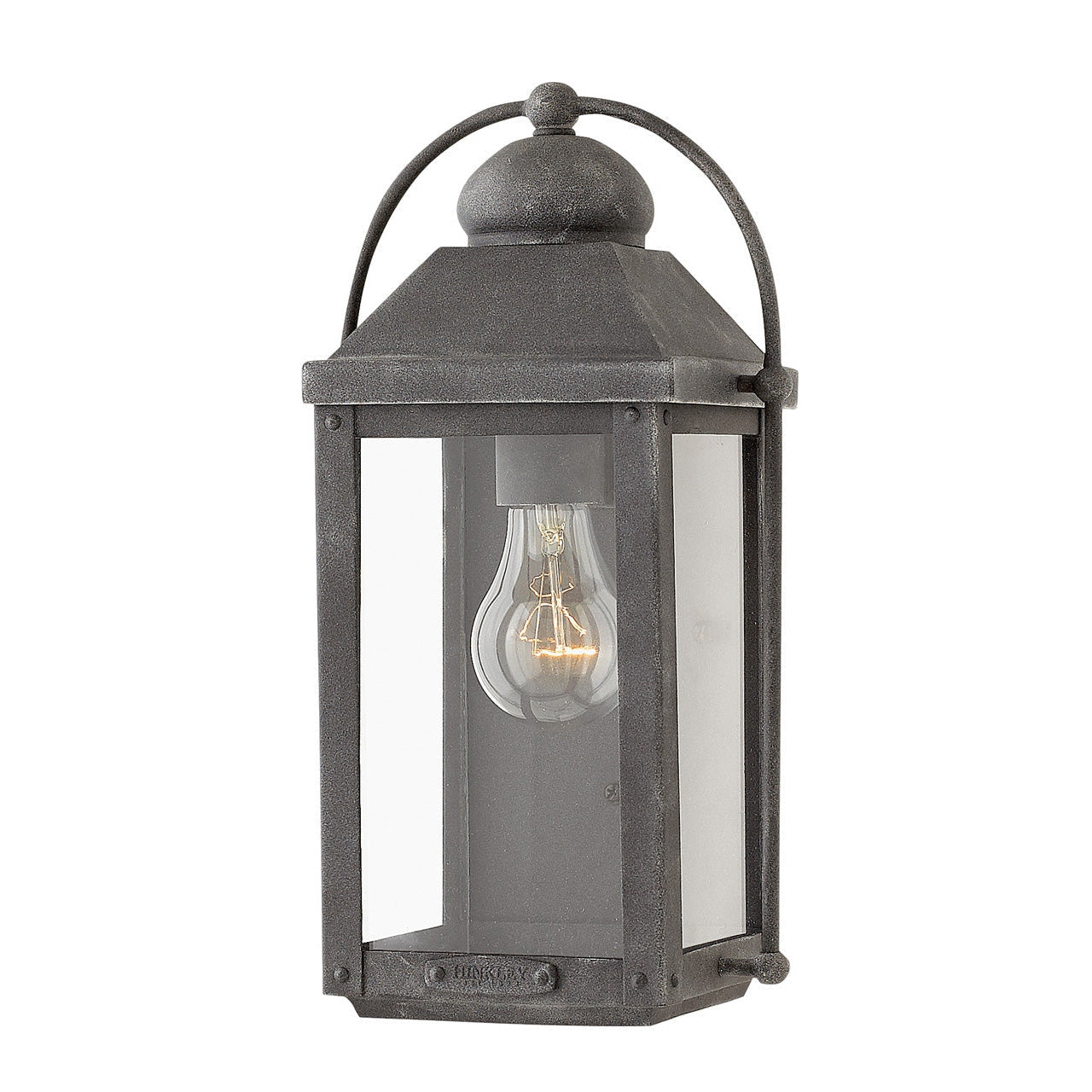 Outdoor Anchorage Small Wall Mount Lantern-Hinkley Lighting-HINKLEY-1850DZ-LL-Wall LightingAged Zinc-1-France and Son