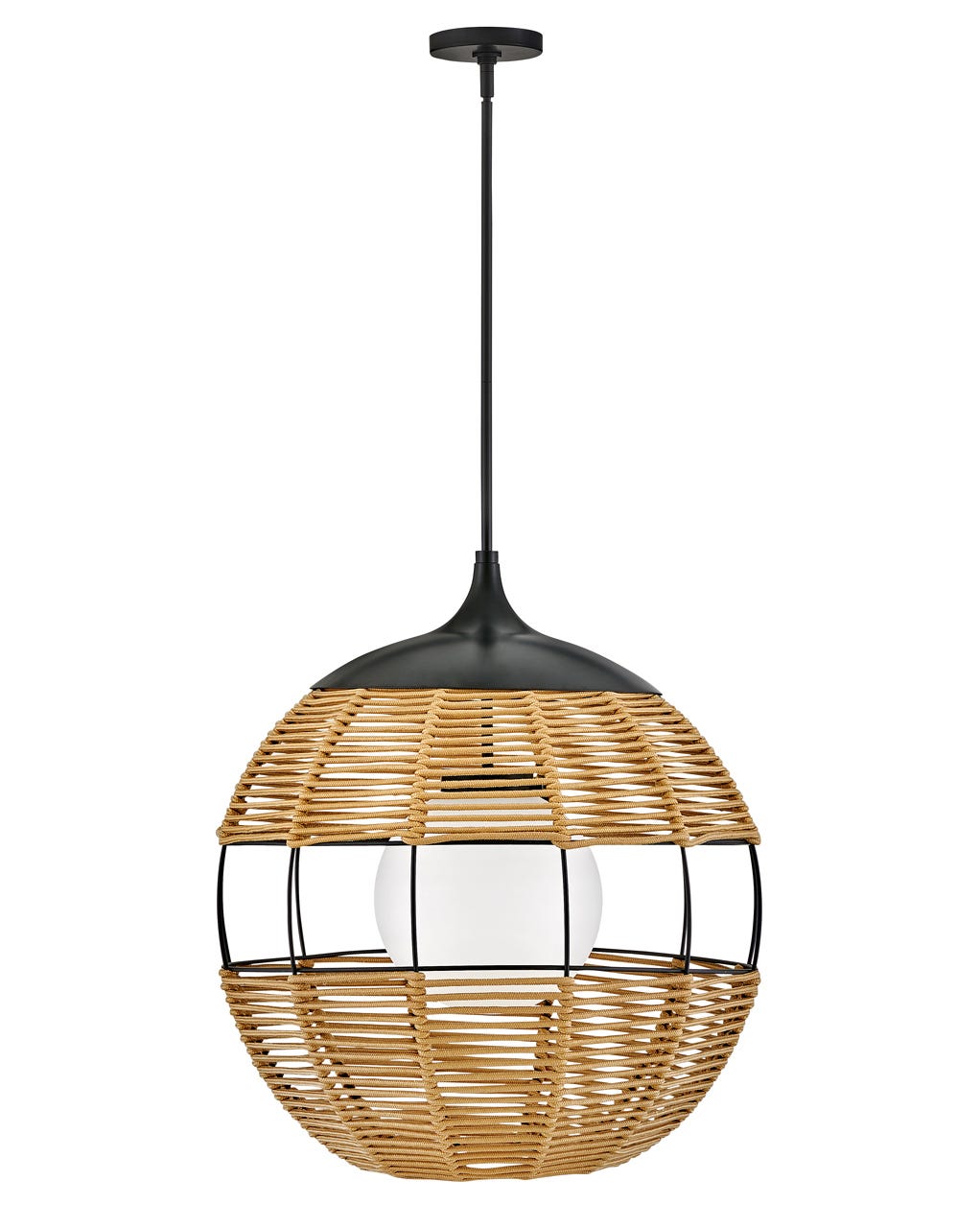 Outdoor Maddox - Orb Pendant-Hinkley Lighting-HINKLEY-19675BK-NAT-PendantsBlack with Light Natural Nylon Shade-2-France and Son