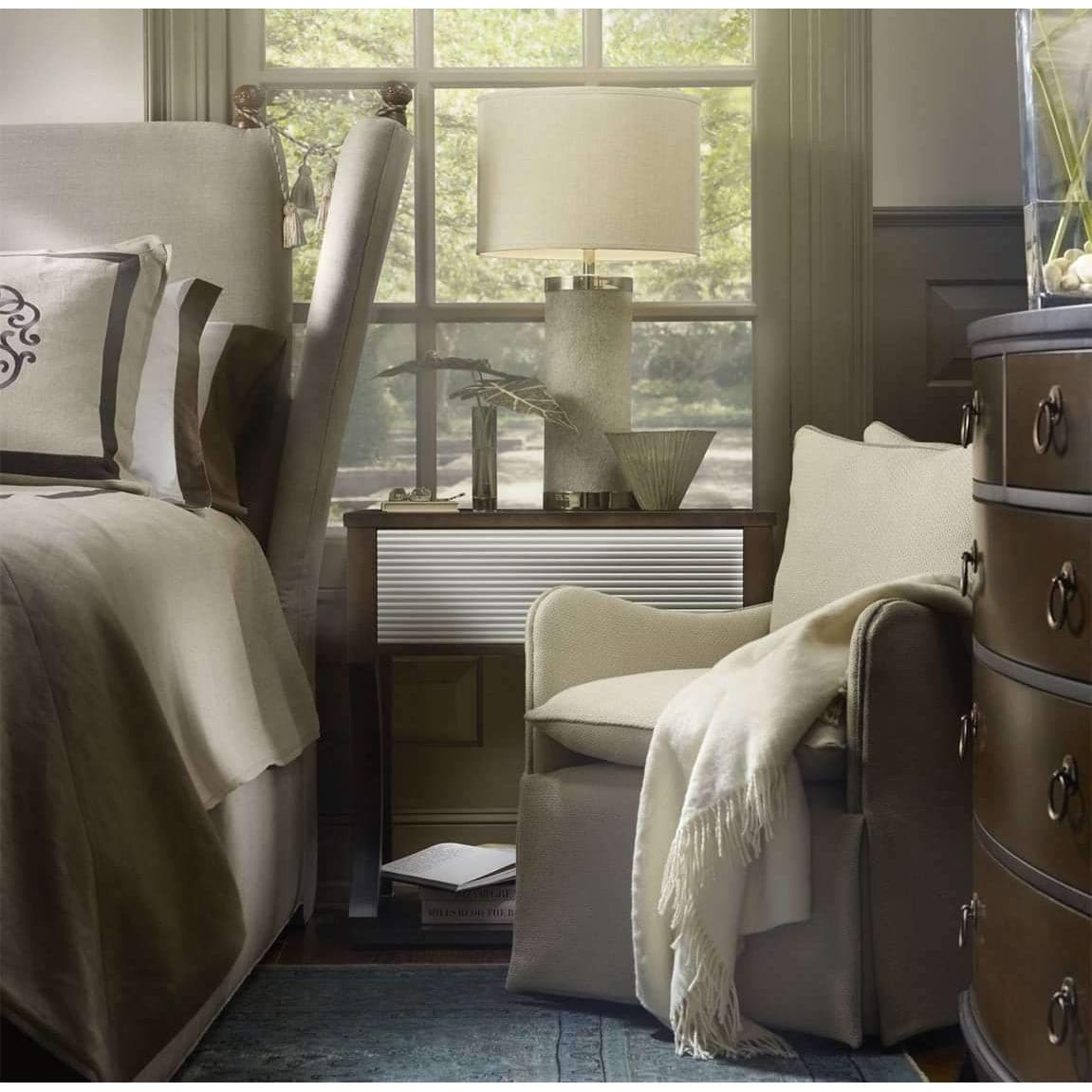 Column Table Lamp in Grey Hide with Classic Drum Shade in Natural Linen-Jamie Young-JAMIEYO-1COLU-TLGH-Table Lamps-2-France and Son