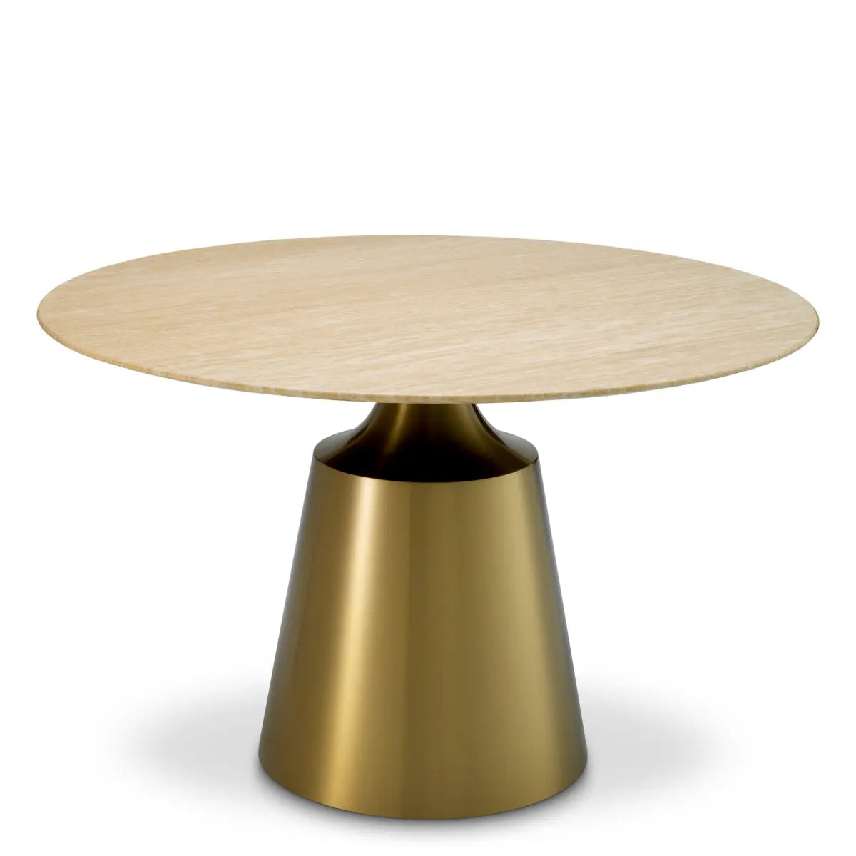 Dining Table Nathan Brushed Brass Finish Travertine