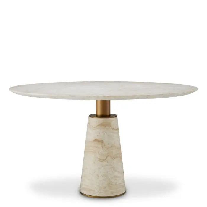 Dining Table Genova Travertine Brushed Brass Finish