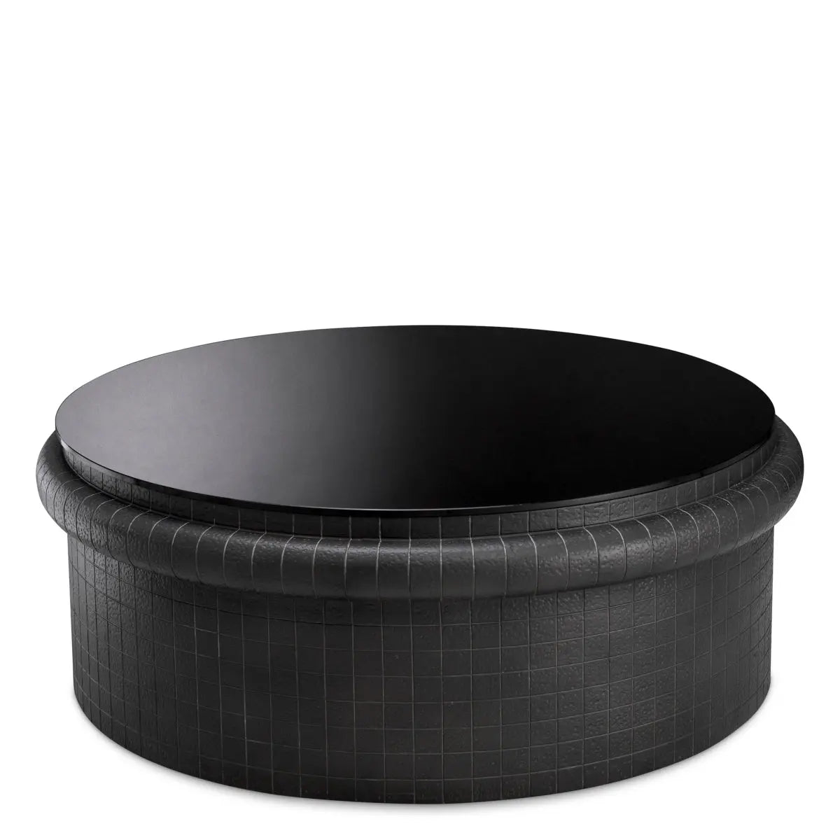 Coffee Table Tortugo Black Finish, shown in black with glass, resin, and a flat top surface.