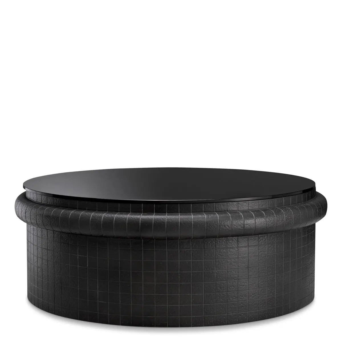 Alternate view of Coffee Table Tortugo Black Finish, featuring glossy finish, glass, resin, and a flat top surface.