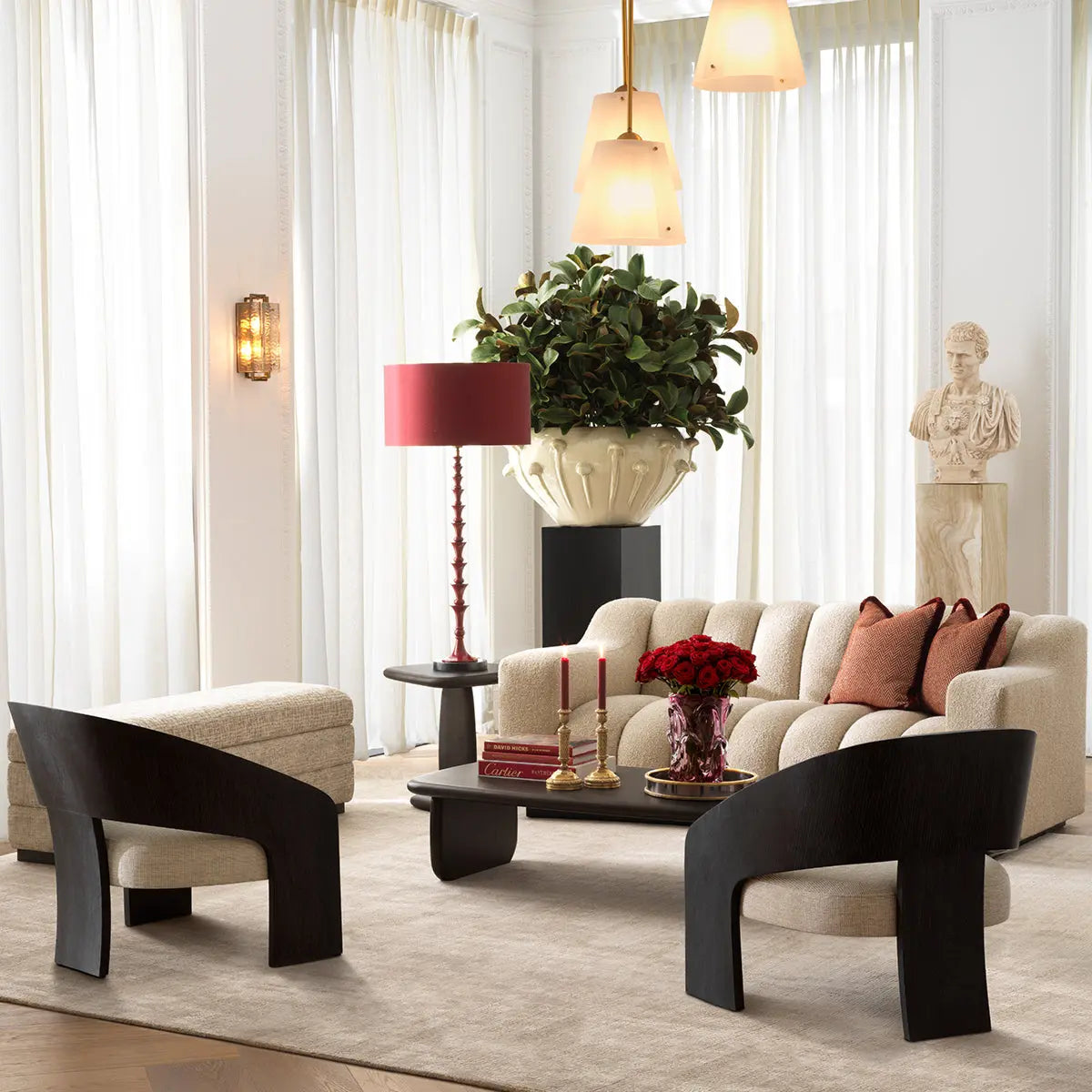 Additional view of Coffee Table Windsor Mahogany Wood Coffee Finish in dark brown and coffee brown.