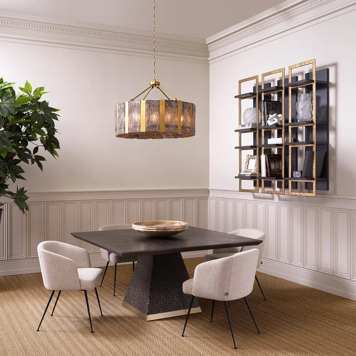 Alternate view of Dining Table Rexton Ebony Oak Veneer in dark brown and ebony.