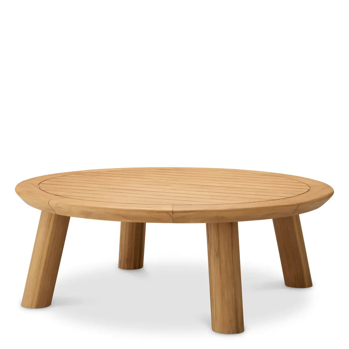 Outdoor Coffee Table Weston Natural Teak, shown in natural teak and honey blonde with teak and solid wood.