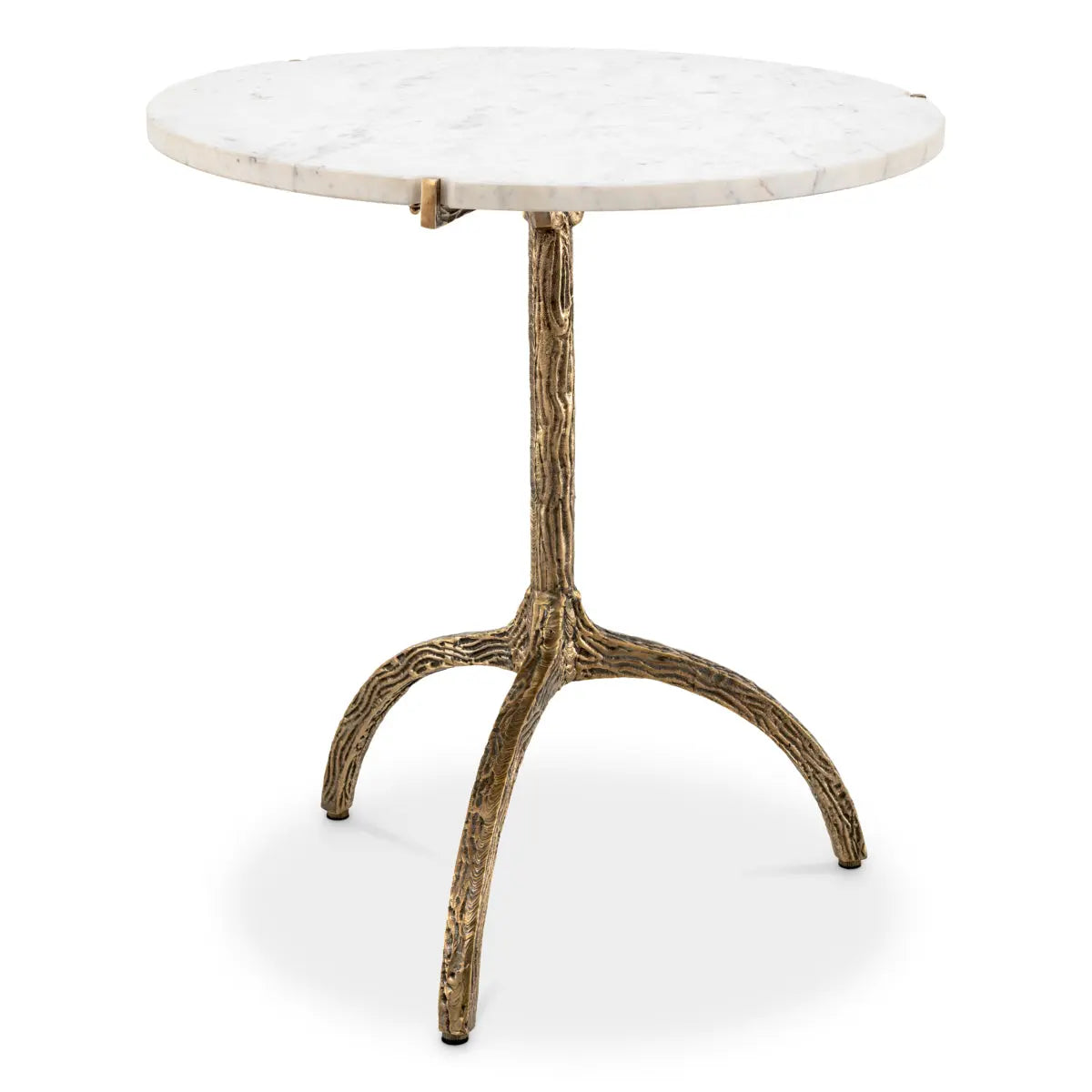 Dining Table Cortina Vintage Brass Finish White Marble - Low