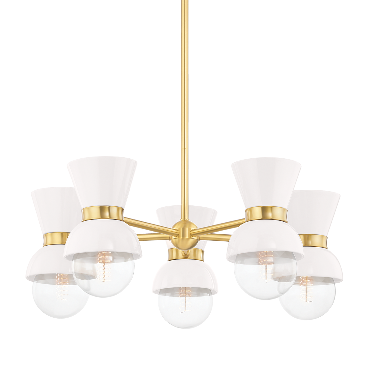 Gillian 5 Light Chandelier-Mitzi-HVL-H469805-AGB/CCR-ChandeliersAged Brass/Ceramic Gloss Cream-1-France and Son