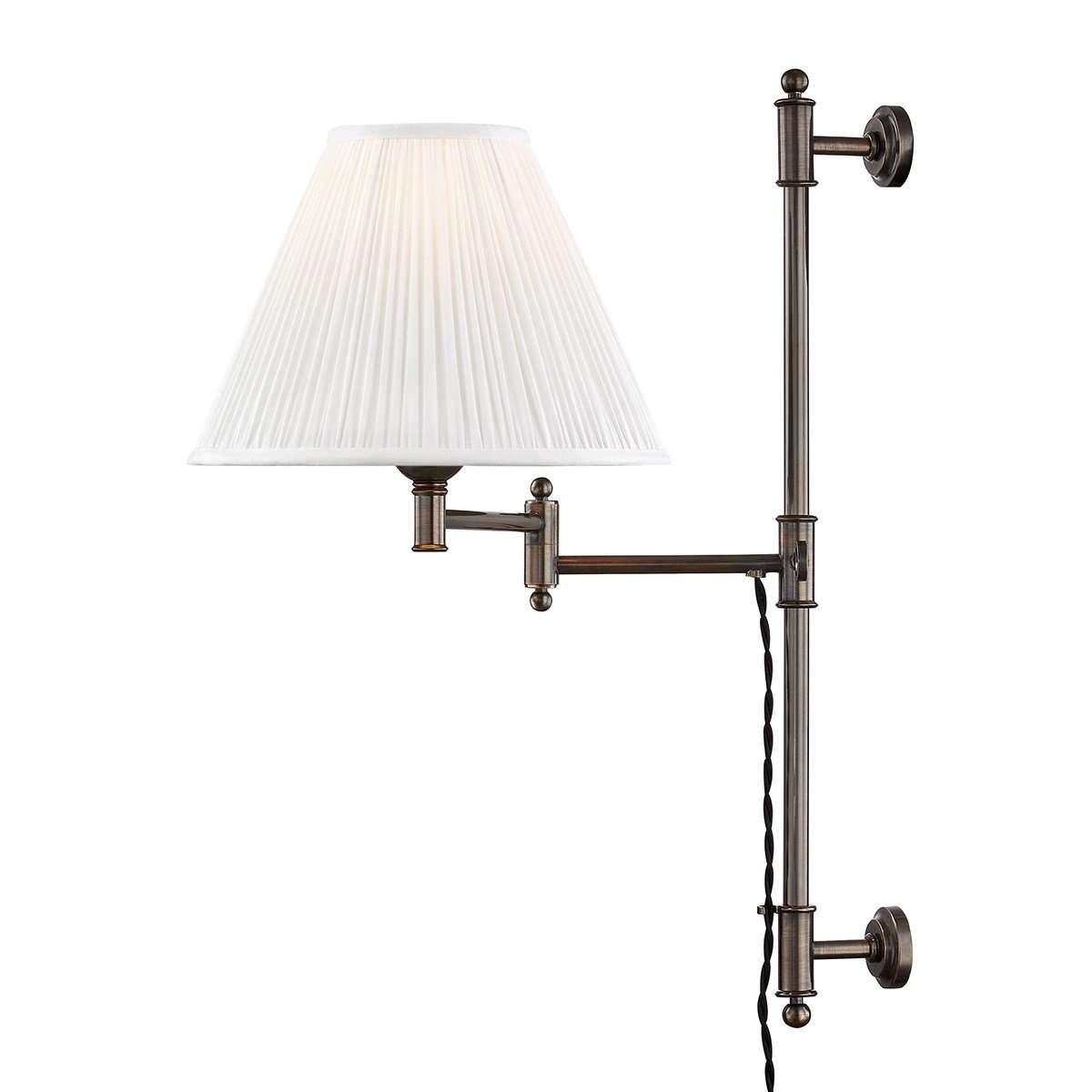 Classic No.1 1 Light Adjustable Wall Sconce-Hudson Valley-HVL-MDS104-DB-Wall LightingBlack-2-France and Son