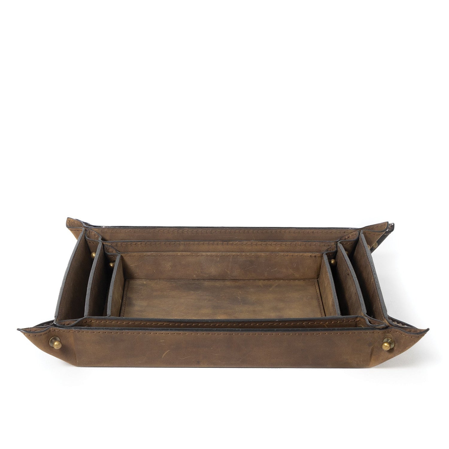 Derby Leather Tray Set-Regina Andrew Design-RAD-20-1502BRN-TraysBrown-4-France and Son