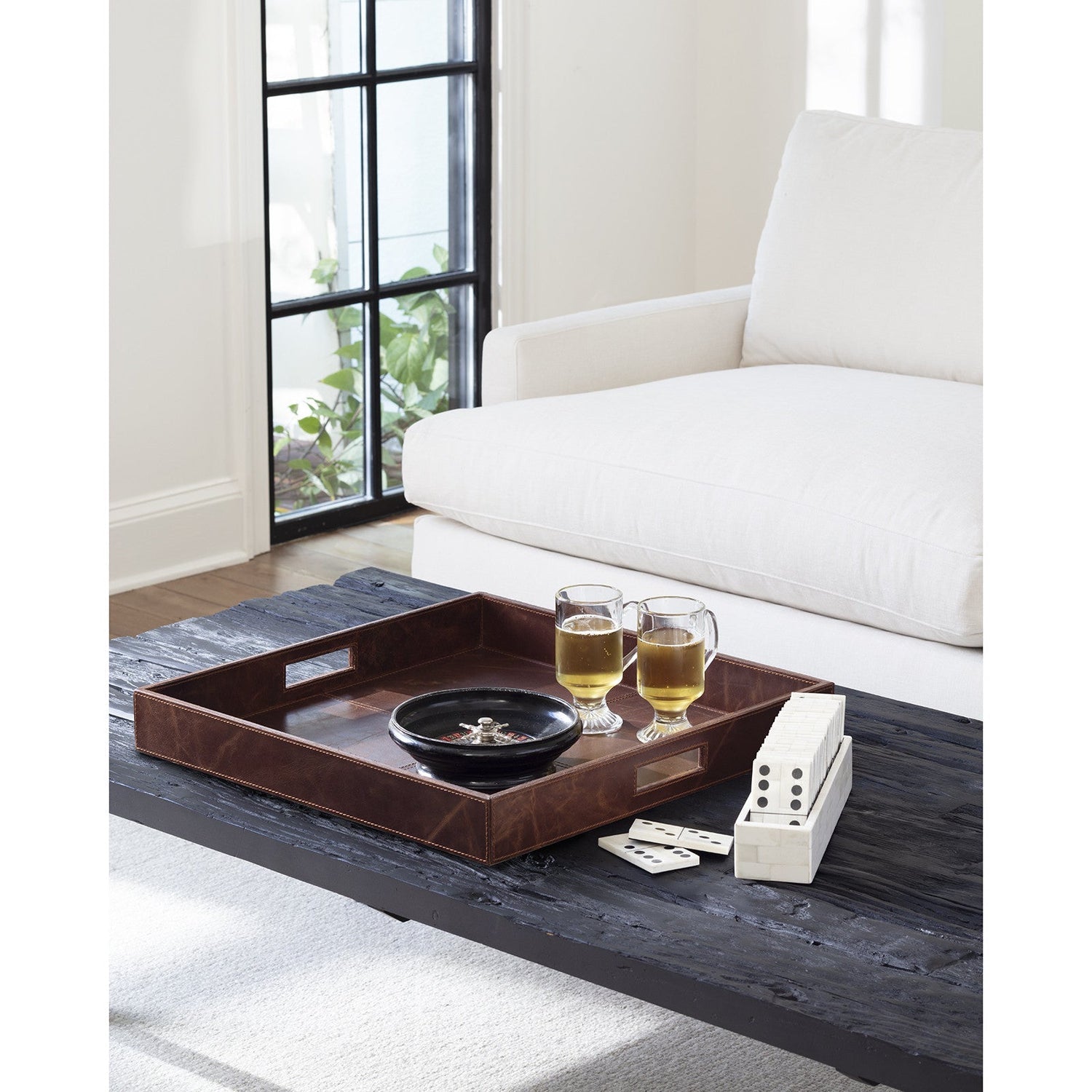 Derby Square Leather Tray-Regina Andrew Design-RAD-20-1507BLK-TraysBlack-4-France and Son