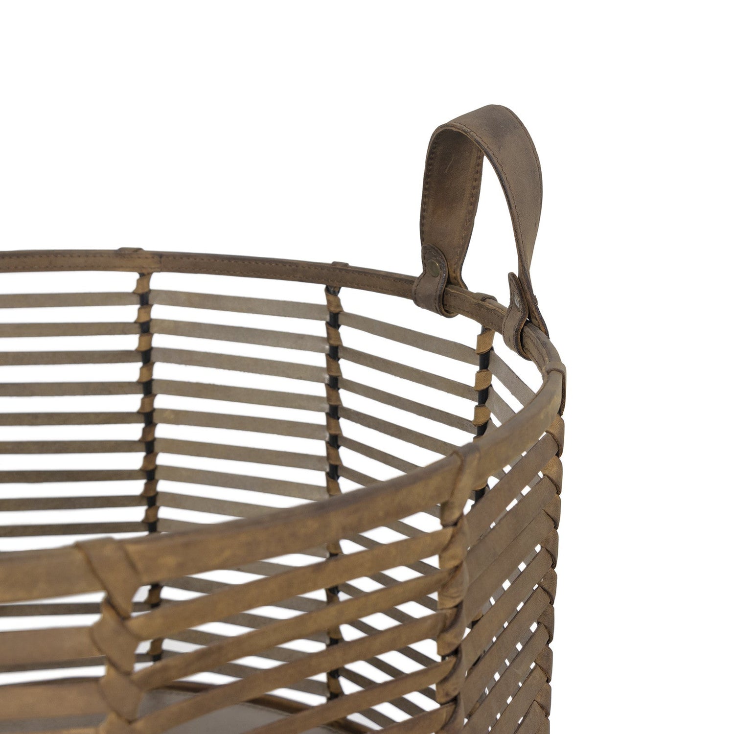 Finn Leather Basket Large-Regina Andrew Design-RAD-20-1518-Baskets & Boxes-3-France and Son