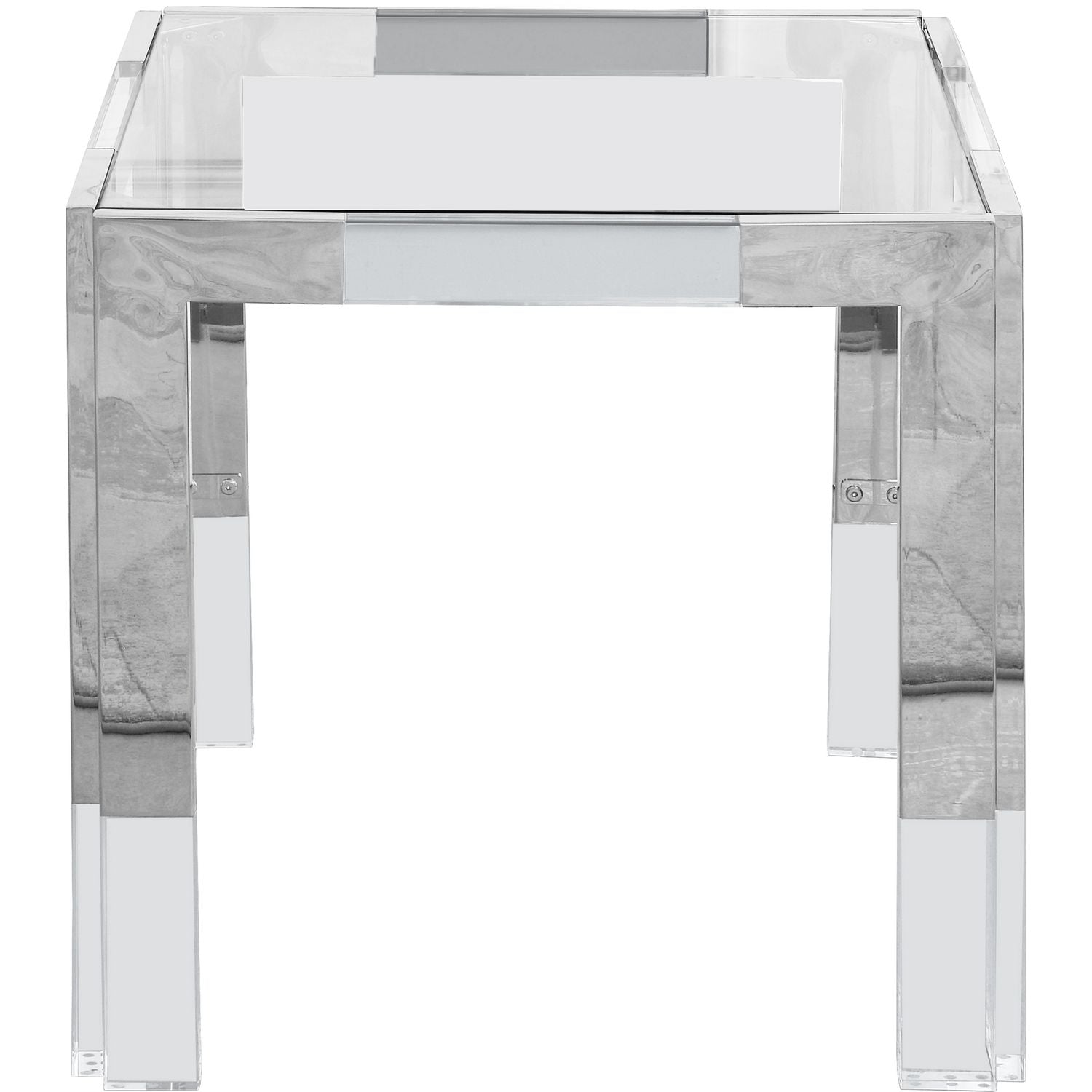 Casper Glass Top, Acrylic And Metal Base End / Side Table — Chrome