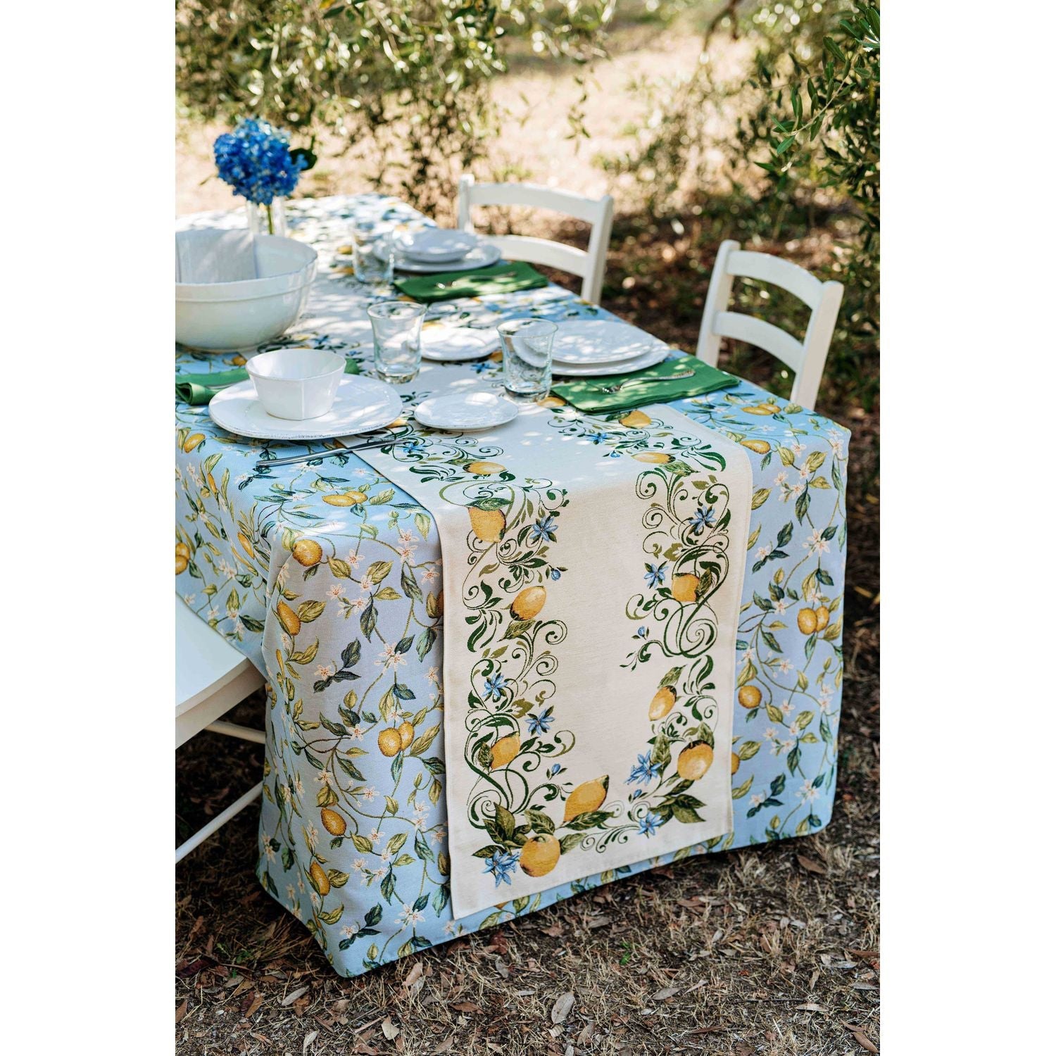 Tavola Lemons Runner with Flowers