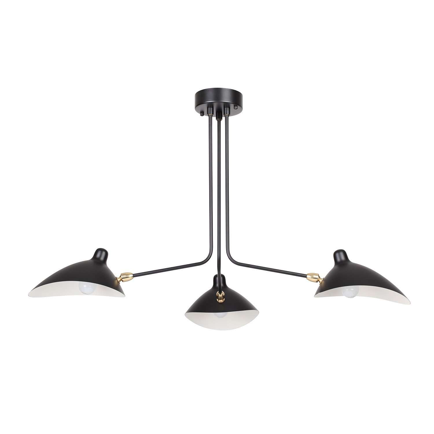 Three-Arm MCL-R3 Ceiling Lamp - Classic-France & Son-LBC092BLK3-ChandeliersBlack-1-France and Son