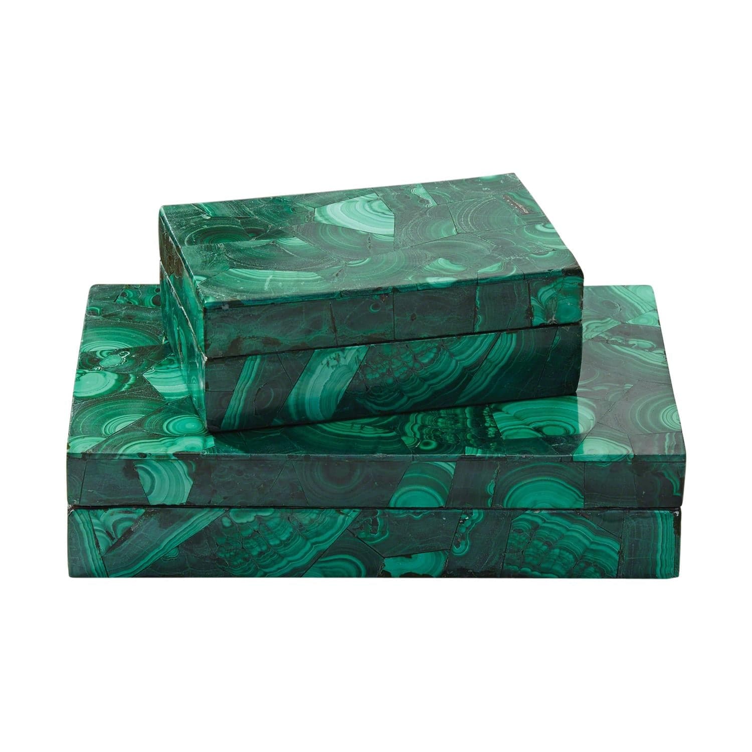 Malachite Stone Box-Global Views-GVSA-9.92374-Baskets & BoxesLarge-2-France and Son