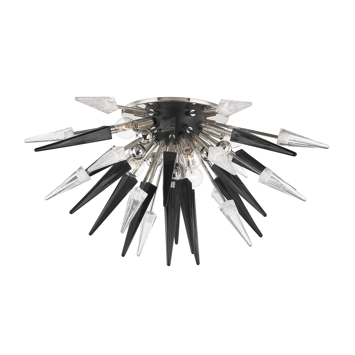 Sparta 6 Light Semi Flush Crystal Black-Hudson Valley-HVL-9027-AGB-Flush MountsAged Brass-2-France and Son