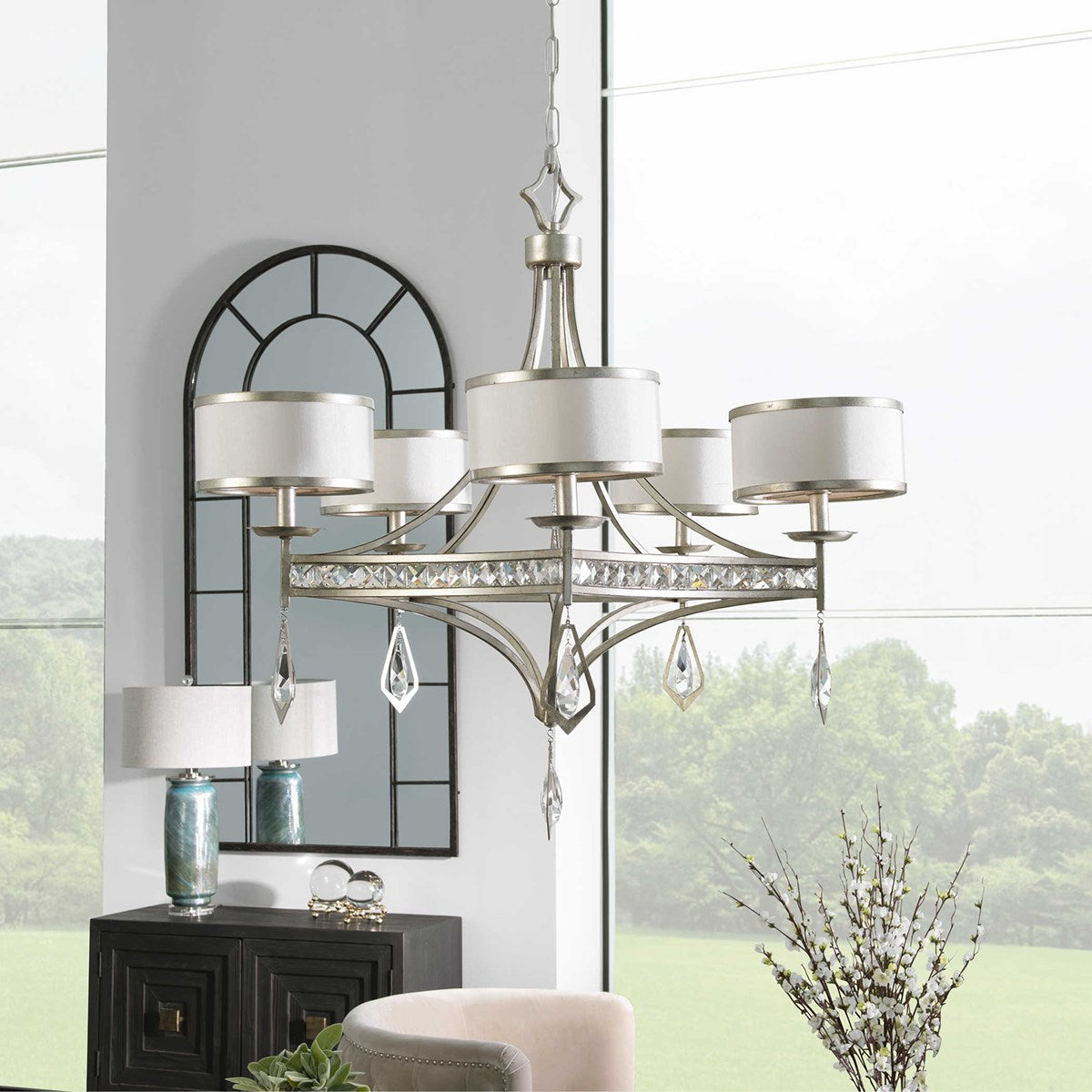 Tamworth 5 Light Silver Champagne Chandelier-Uttermost-UTTM-21268-Chandeliers-2-France and Son