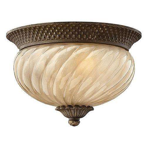 Outdoor Plantation Flush Mount - 12"-Hinkley Lighting-HINKLEY-2128PZ-Outdoor Lighting-1-France and Son