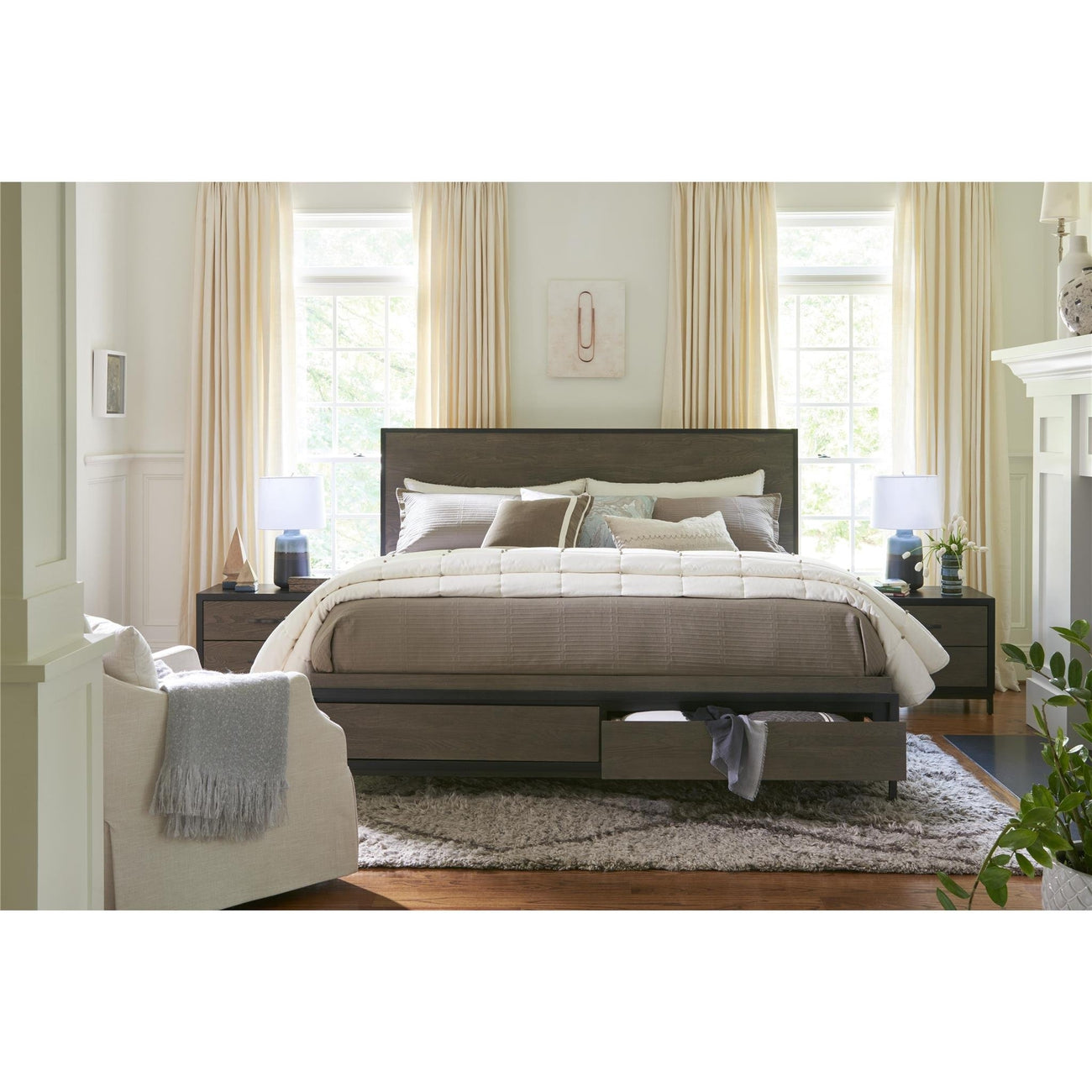Curated Spencer Storage Bed-Universal Furniture-UNIV-219210SB-BedsQueen-Gray and Parchment-3-France and Son