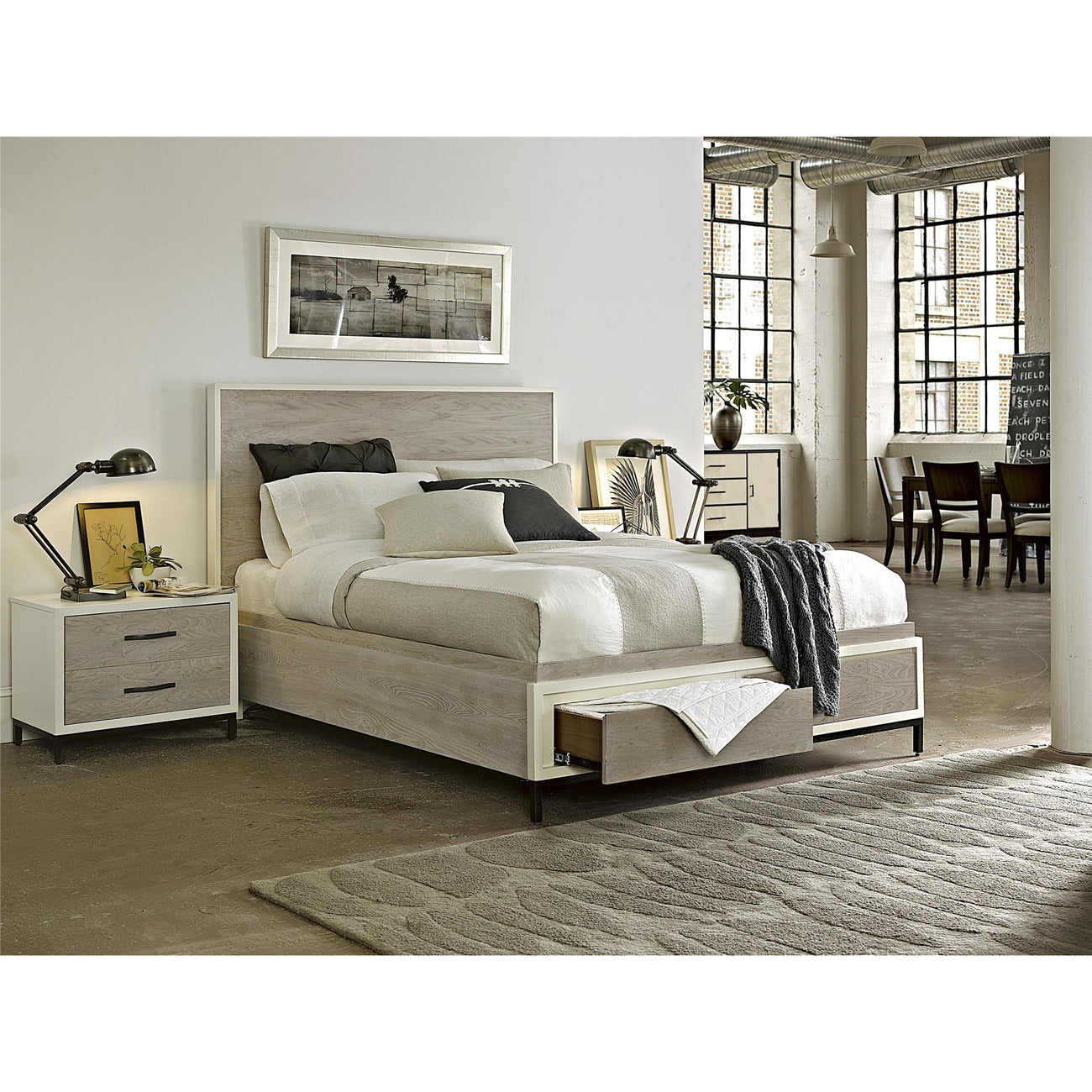 Curated Spencer Storage Bed-Universal Furniture-UNIV-219210SB-BedsQueen-Gray and Parchment-4-France and Son