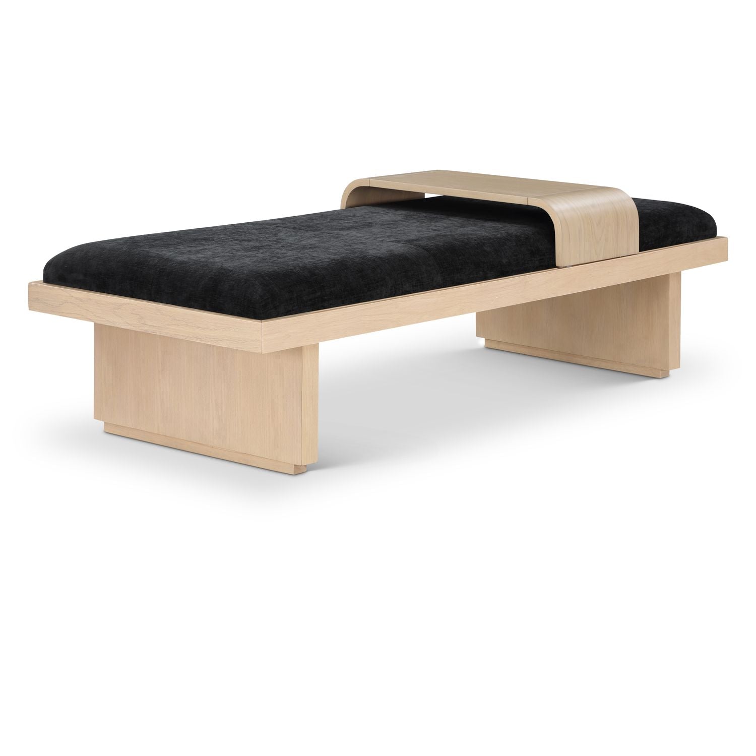 Arlington Chenille Fabric Upholstered Bench — Black / Natural