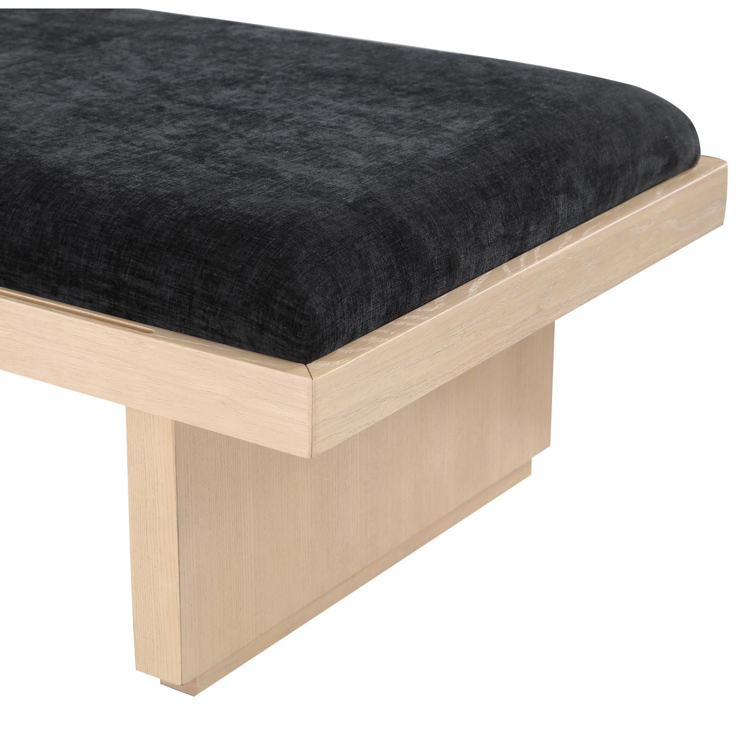 Arlington Chenille Fabric Upholstered Bench — Black / Natural