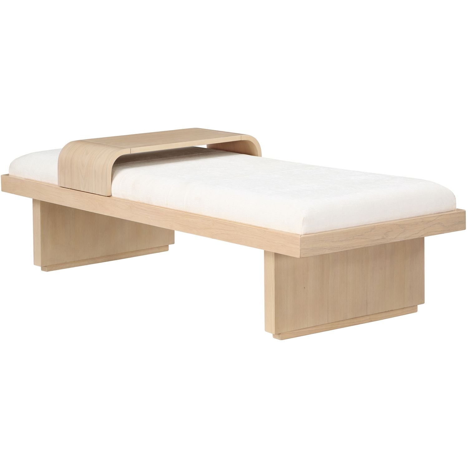 Arlington Chenille Fabric Upholstered Bench — Cream / Natural