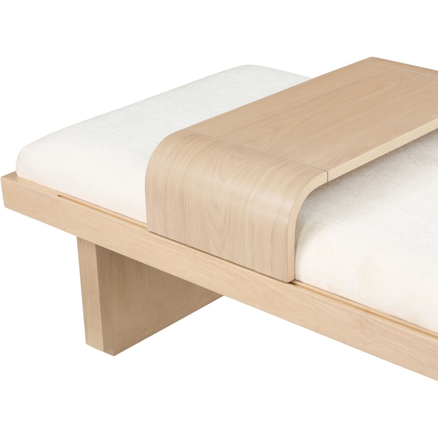 Arlington Chenille Fabric Upholstered Bench — Cream / Natural