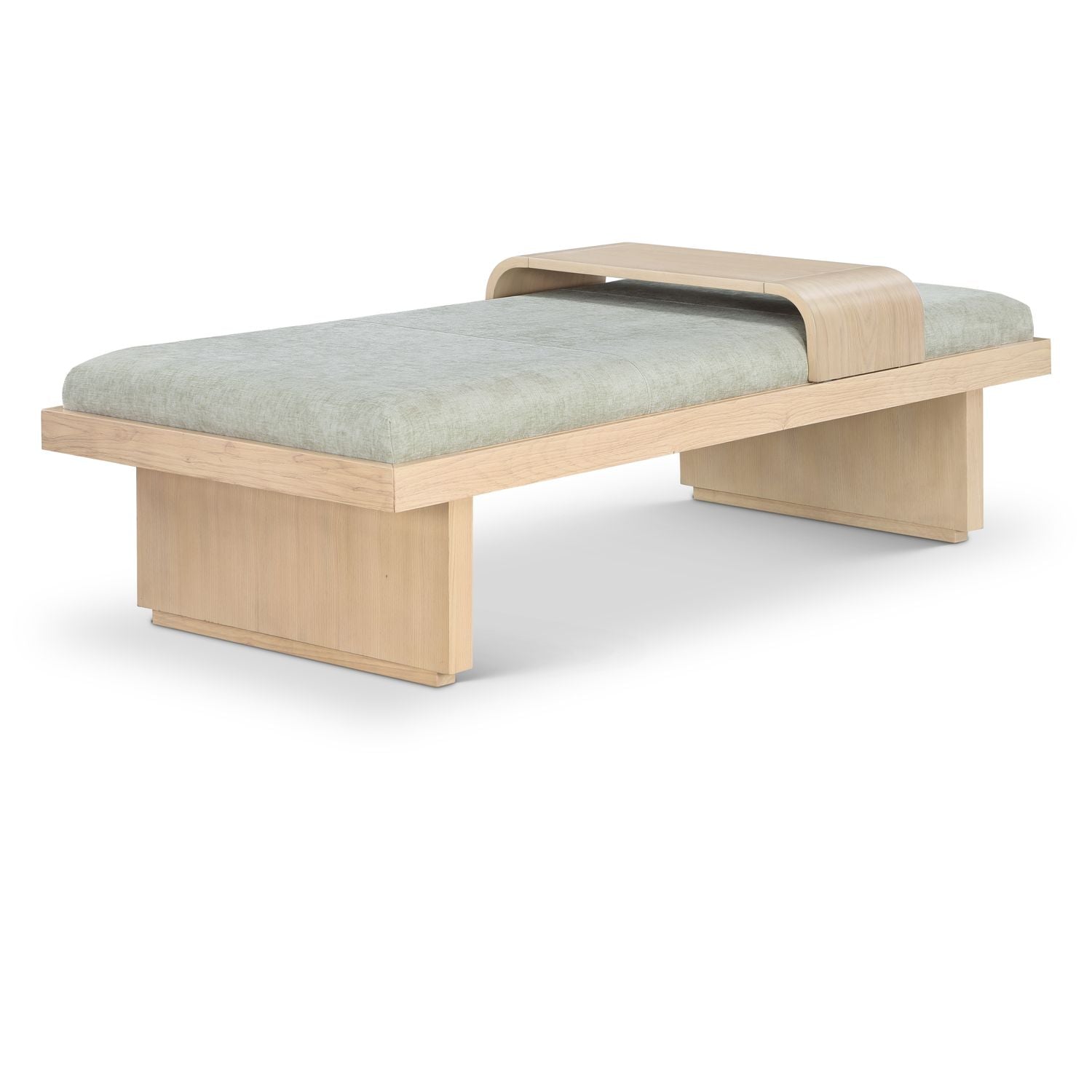 Arlington Chenille Fabric Upholstered Bench — Mint Green / Natural