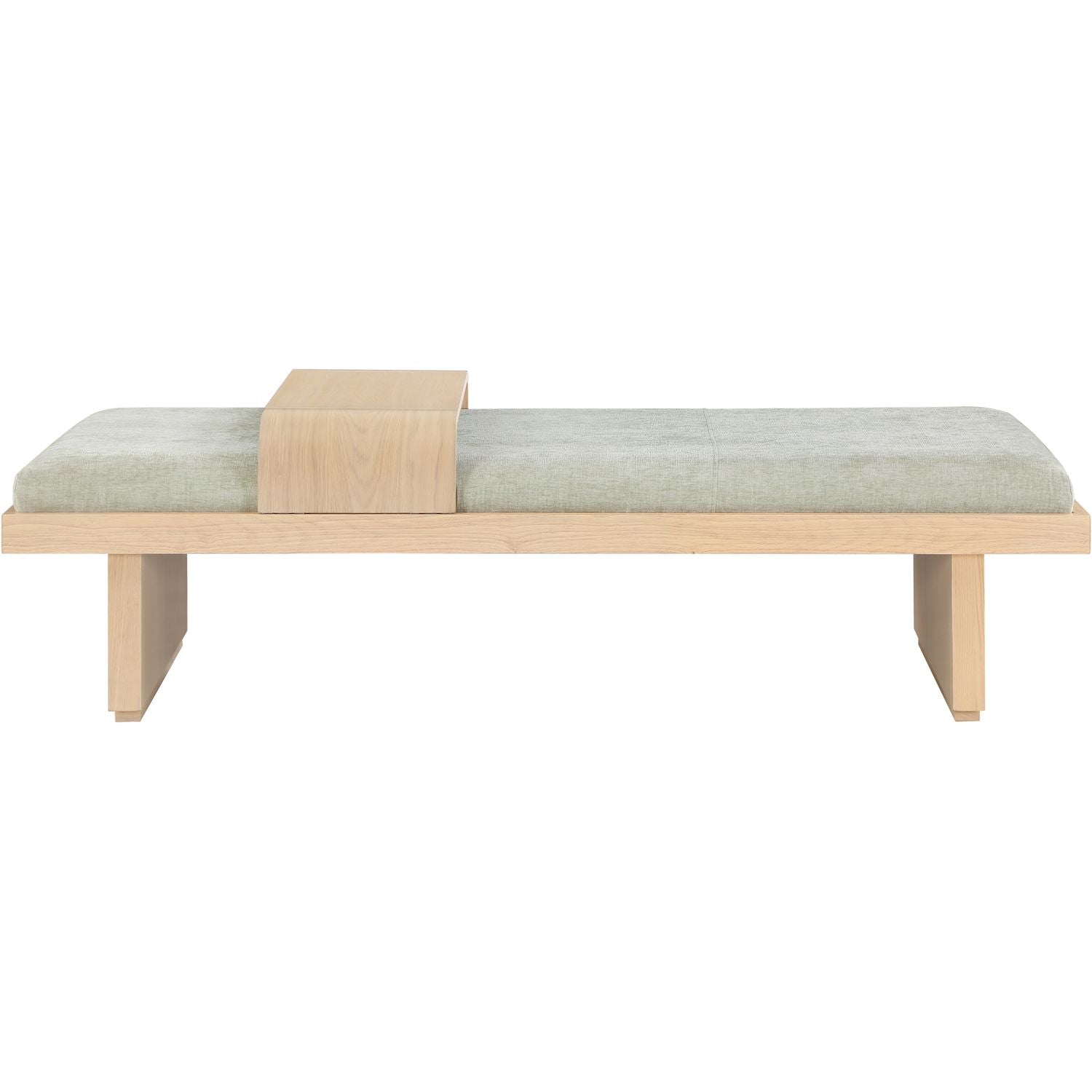 Arlington Chenille Fabric Upholstered Bench — Mint Green / Natural