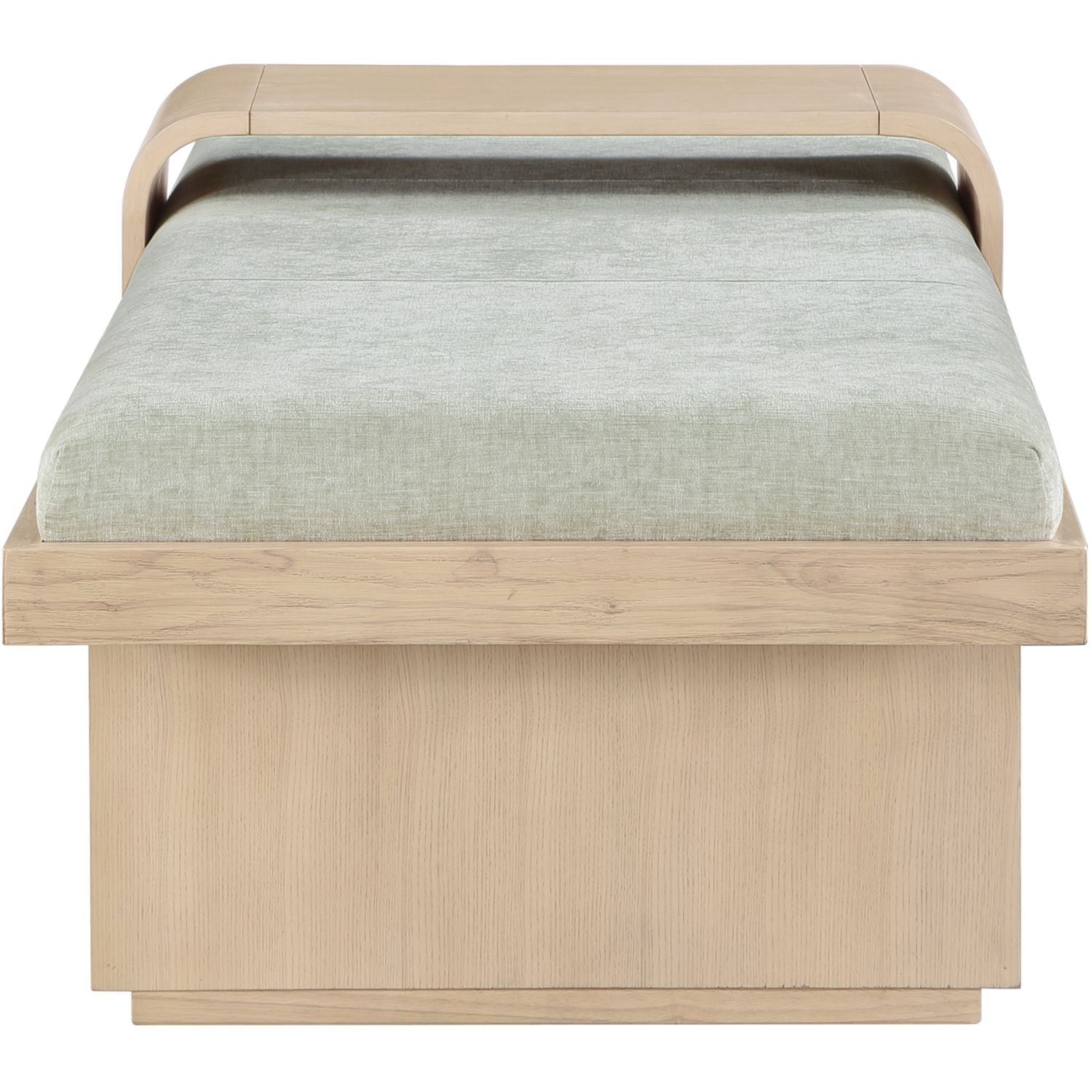 Arlington Chenille Fabric Upholstered Bench — Mint Green / Natural