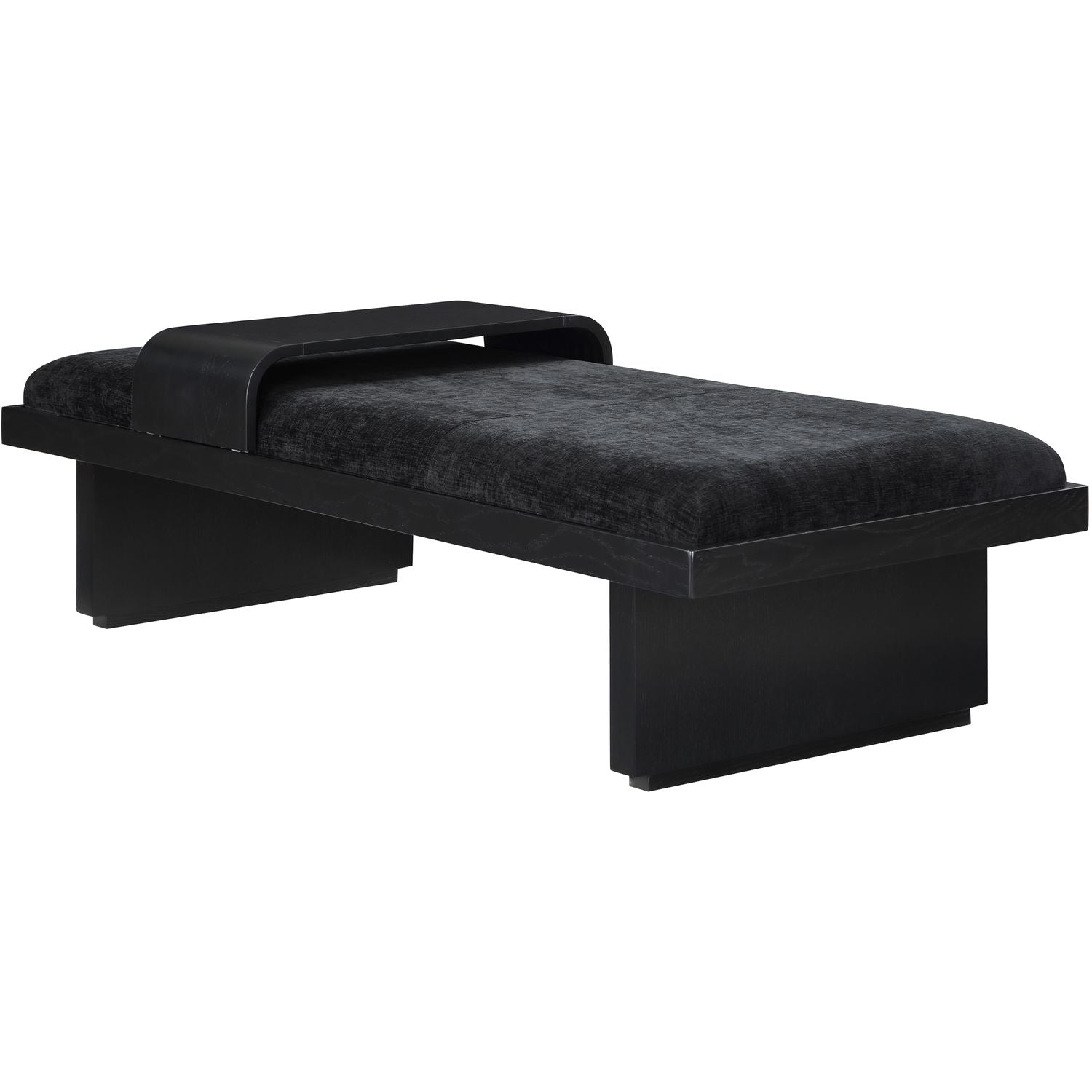 Arlington Chenille Fabric Upholstered Bench — Black / Black
