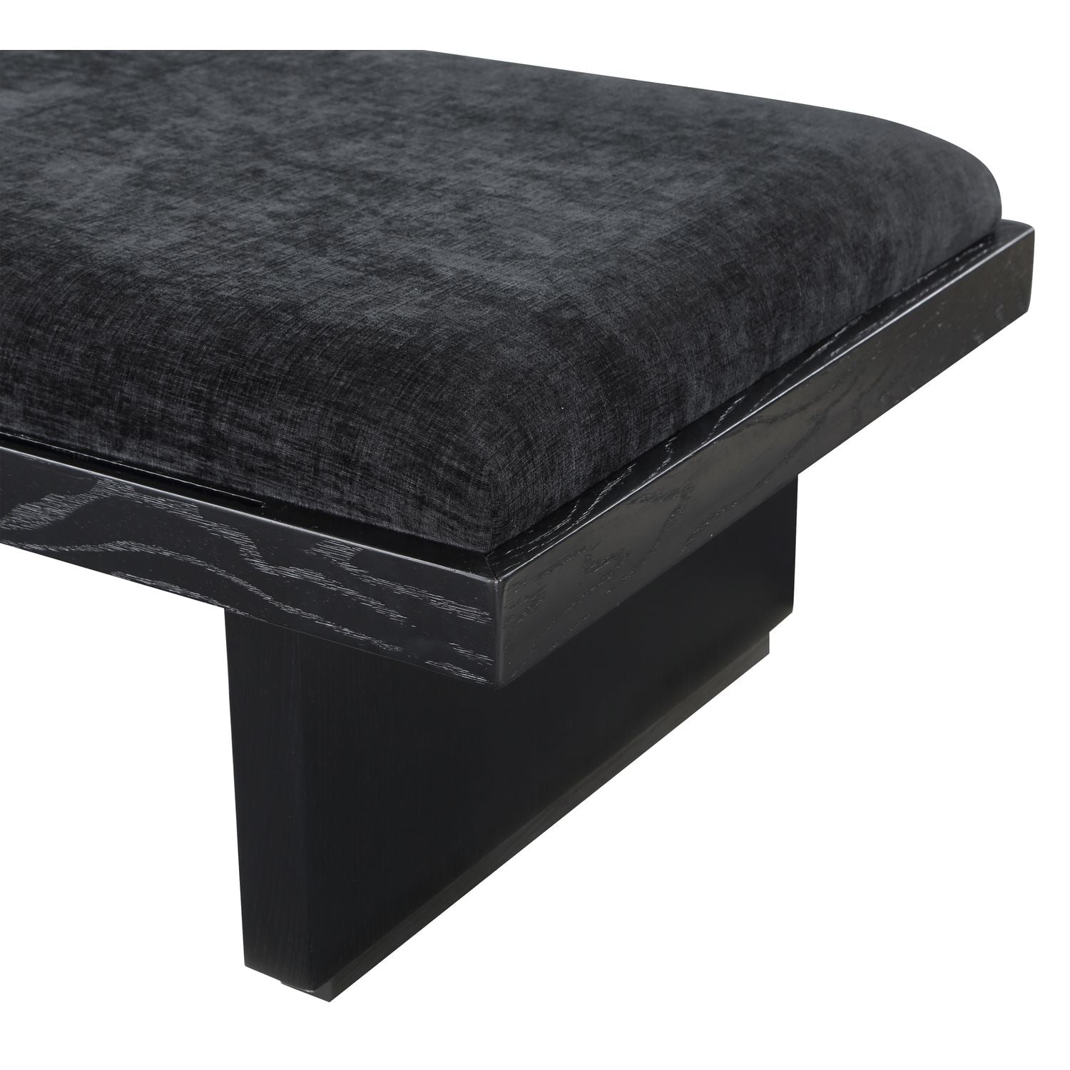 Arlington Chenille Fabric Upholstered Bench — Black / Black