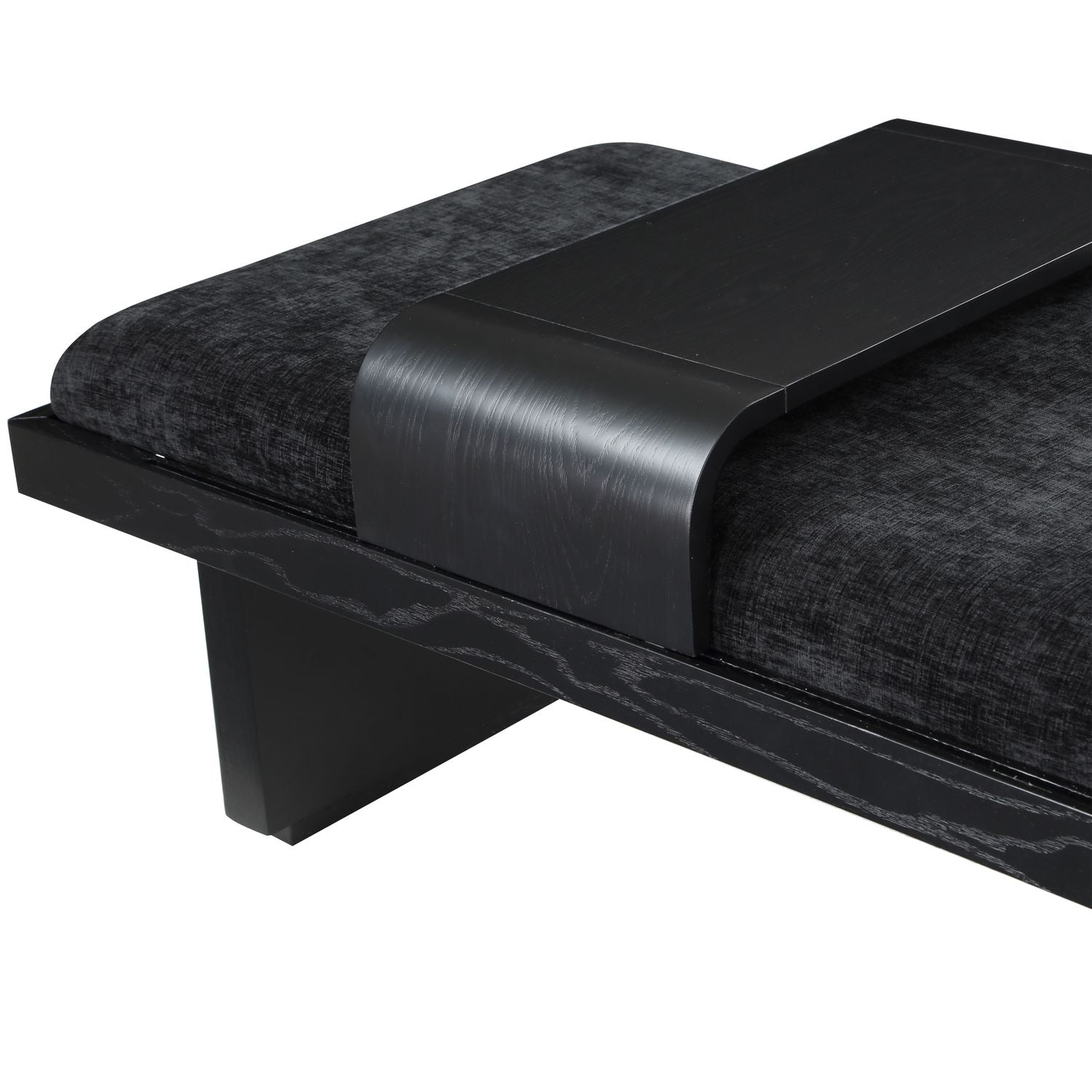 Arlington Chenille Fabric Upholstered Bench — Black / Black
