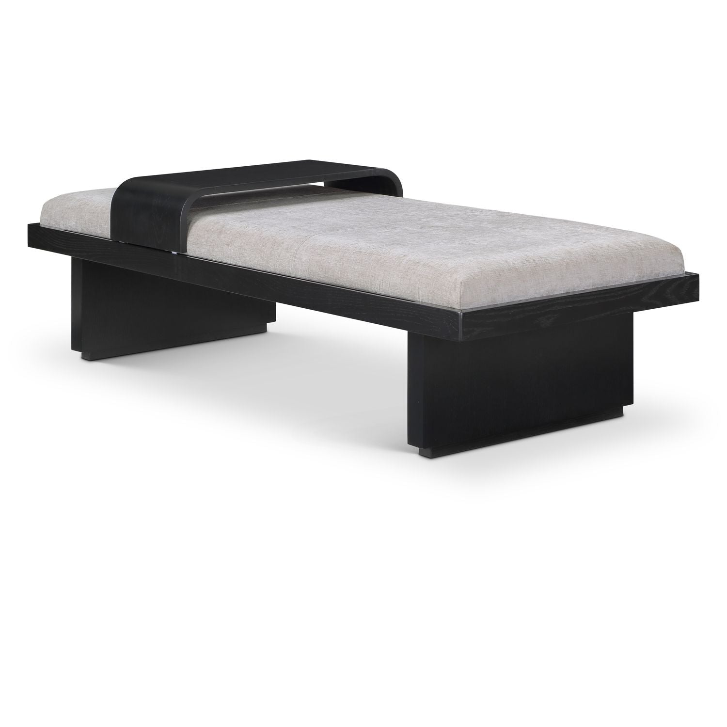 Arlington Chenille Fabric Upholstered Bench — Grey / Black