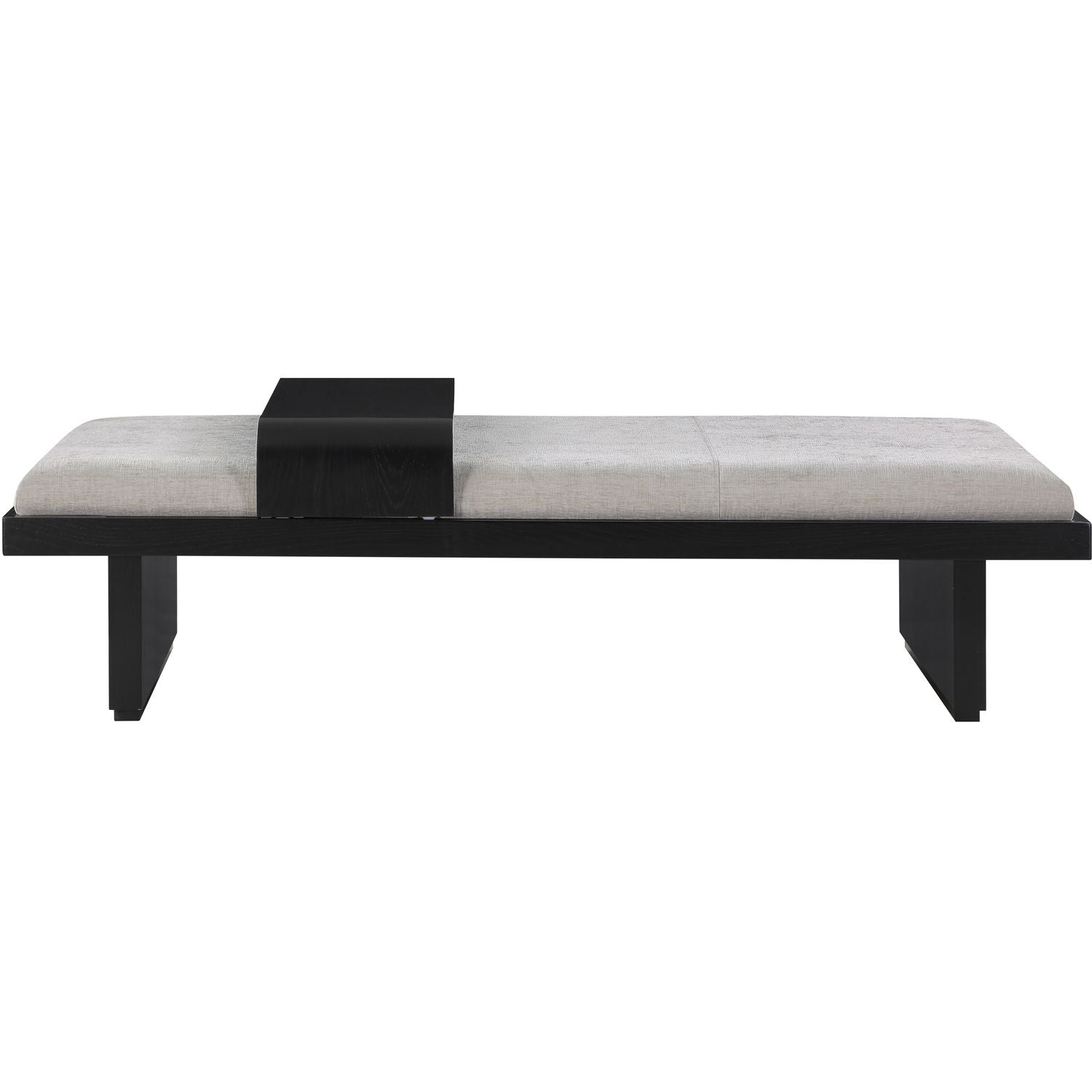 Arlington Chenille Fabric Upholstered Bench — Grey / Black