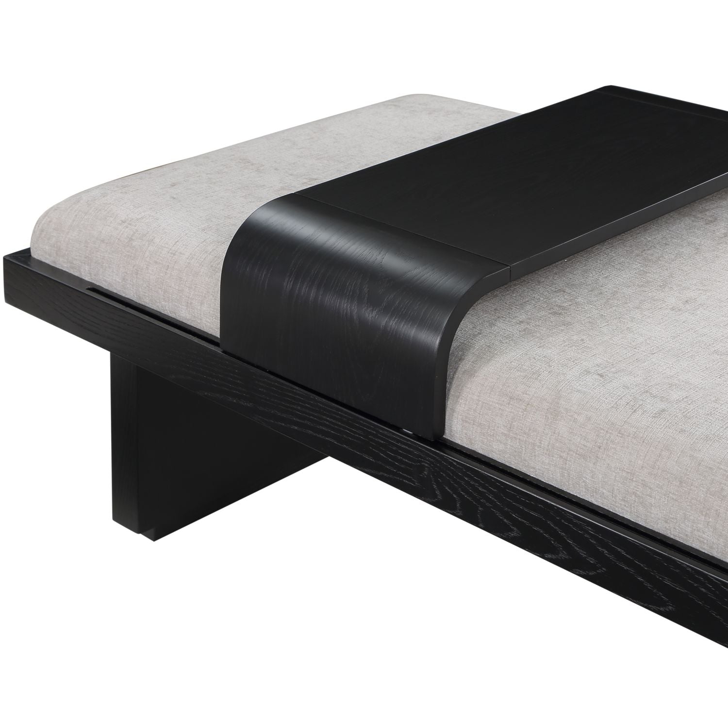 Arlington Chenille Fabric Upholstered Bench — Grey / Black