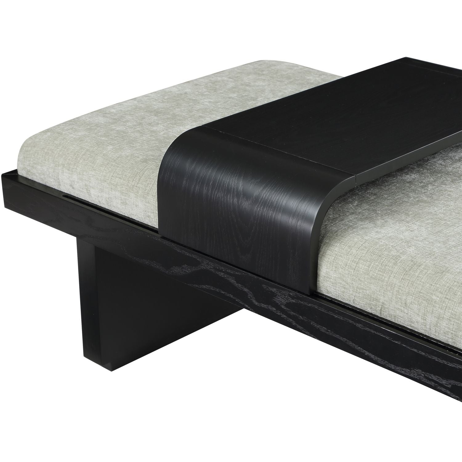 Arlington Chenille Fabric Upholstered Bench — Mint Green / Black