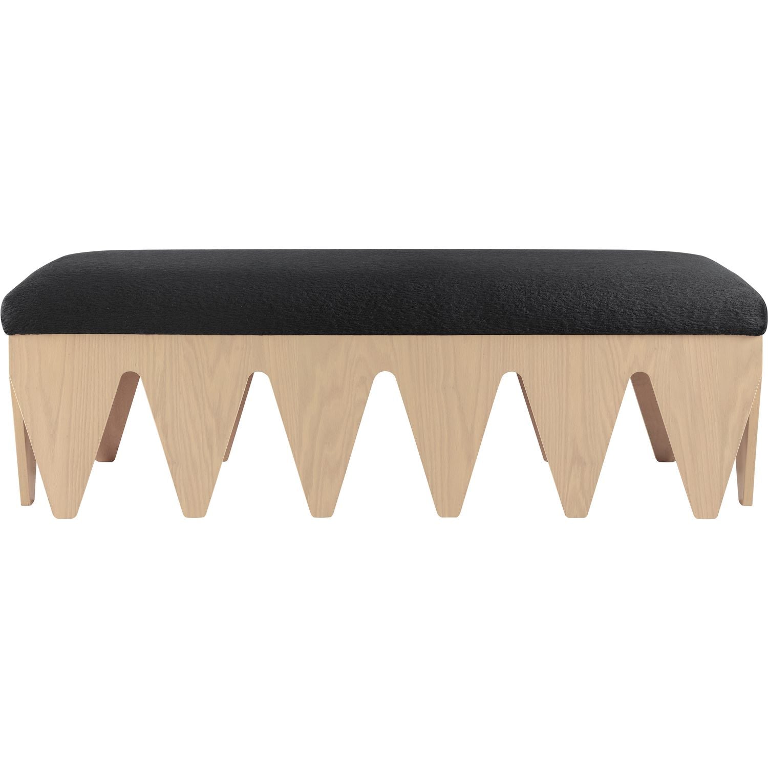 Altair Velour Fur Fabric Upholstered Bench — Black / Natural