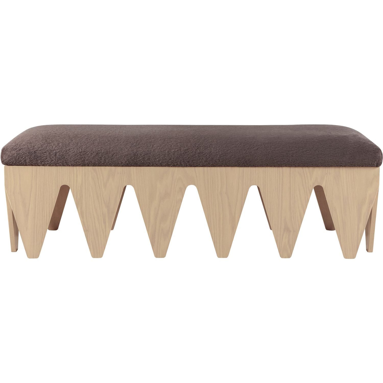 Altair Velour Fur Fabric Upholstered Bench — Brown / Natural