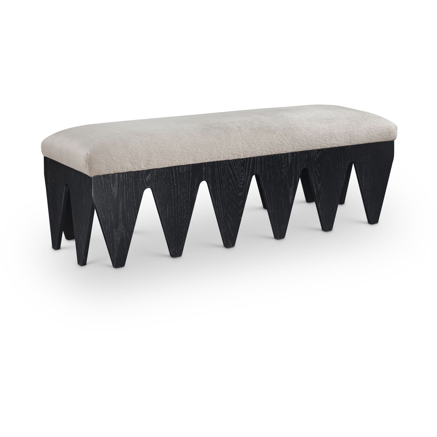 Altair Velour Fur Fabric Upholstered Long Bench