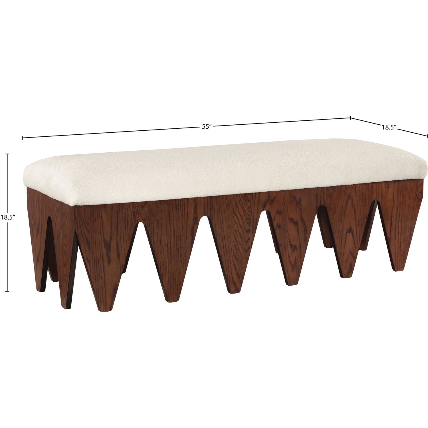 Altair Velour Fur Fabric Upholstered Bench — Cream / Brown